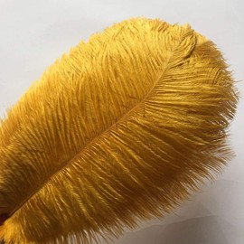 Shekyeon 12-14inch(30-35cm) Ostrich Feathers Plumes for Wedding Centerpieces Pack of 10 (Golden)