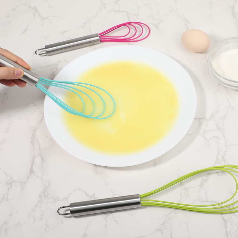 Webake Silicone Flat Whisk Set of 3, Heat Resistant Kitchen