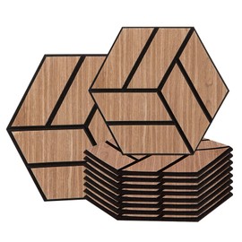 Urban Decor Acoustic Veneer Wood Wall Panels (Hexagon in Oak Color -10 PCS) for 3D Wood Wall Decor, Cool Room Accessories, Acoustic Dampening, Mens Room Decor, Gaming Areas, TV Walls and More