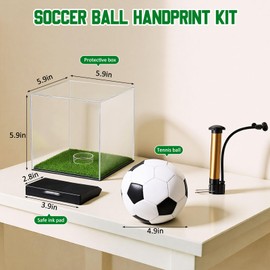 Soulchen Baby Soccer Ball Hand and Footprints Kit with Ink Pad - Newborn Footprint Keepsake for Baby Shower Favors, New Dad Gifts, Rookie of The Year First Birthday Present