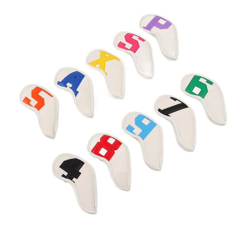 10pcs set PU Waterproof Golf Club Iron Cover Fine Sewing