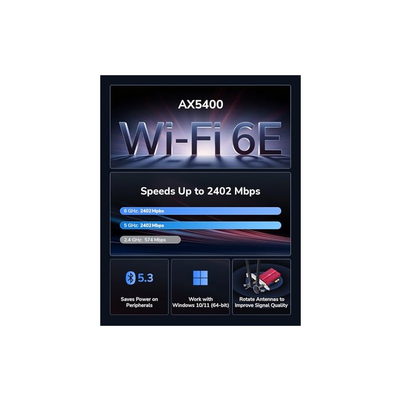 cudy AX5400 - Adaptador Wi-Fi 6 de triple banda PCIe