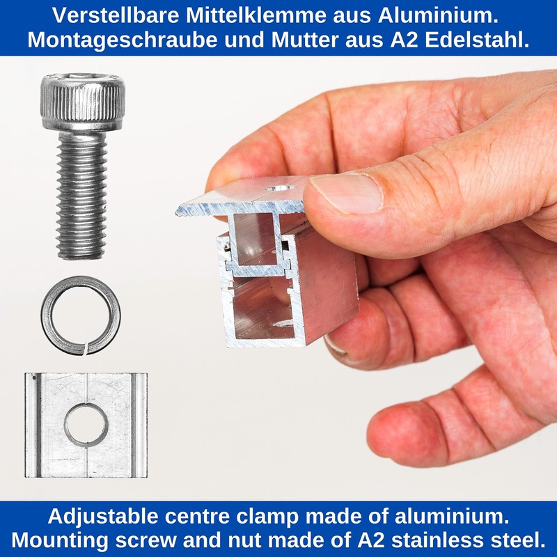Adjustable Centre Clamp for Solar Panel, 4 Pack, for 30