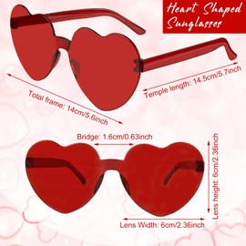 BOUBONI 28 Pack Red Heart Shaped Sunglasses for Women Rimless Heart Glasses Bulk Candy Color Sunglasses for Party
