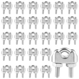 MIVIDE Pack of 30 Wire Rope Clamps 4 mm Stainless Steel 4 mm Stainless Steel Rope Clamps, M4 Wire Rope Clamps, U-Bolts, Rope Clamp Stainless Steel 304 for Steel Cable, Wire, Rope (Silver)