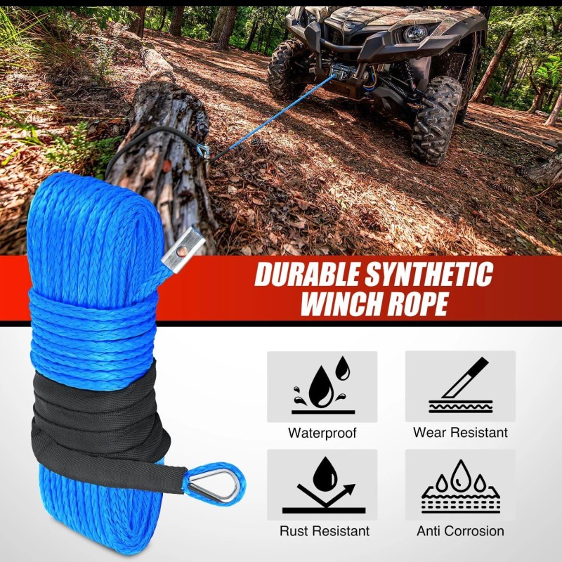 Nilight 1/4 Inch x 50 Feet Winch Rope Synthetic Winch