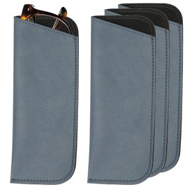 uxcell 4Pcs Soft Eyeglass Cases, Leather Sunglass Case Portable Glasses Pouch for Women Men Sunglasses Cases (Blue)