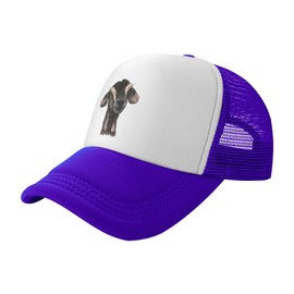 VunKo Mesh Dad Hat Adjustable Washed Goat Head Purple Baseball Dad Cap Funny Distressed Ball Trucker Cap for Women Men Unisex