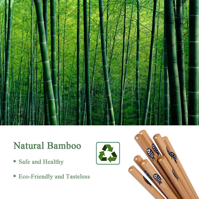 MELLIEX 10 Pairs of Chopsticks Japanese Bamboo Chopsticks Reusable Washable