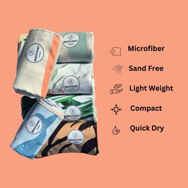 Beach Baby London - Beach Towel - Microfiber - Sand Free - Quick Dry - Light Weigh - Gym Towel - Compact with Matching Bag 130 x 80 cm (BROWN AND BLACK, LARGE)