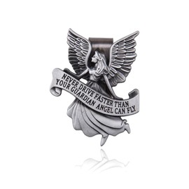 Guardian Angel Car Visor Clip for Women Men Never Drive Faster Than Your Guardian Angel Can Fly Medal for Sun Visor Religious Protection Gift for Drivers Car Decoration for Safety Reminder