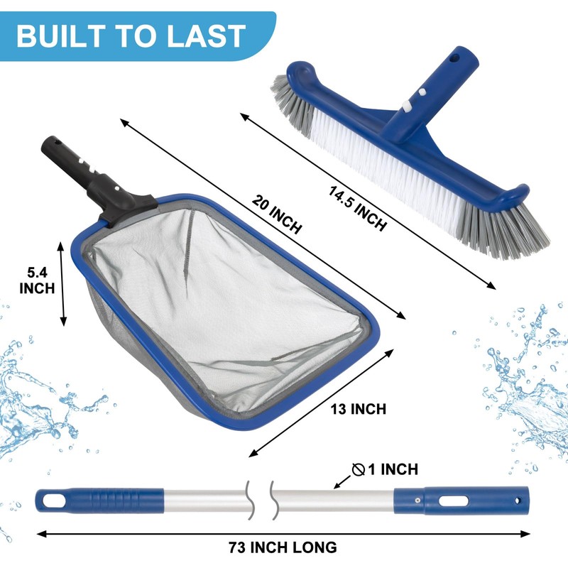 Pool Cleaning Kit, 14.5'' Pool Brush Head & Ultra Fine