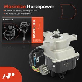 A-Premium Ignition Distributor with Cap and Rotor Compatible with Honda Accord Prelude 1992 1993 1994 1995 2.2L, Replace# 0100P12A01, 30100P0JA01