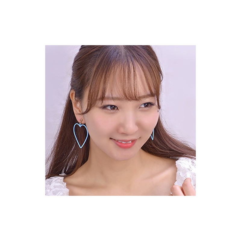 Paris Kids Earrings Heart Color Frame Red Pink Blue Yellow