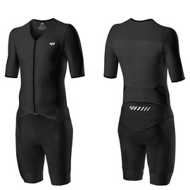 Logas Men's Triathlon Suit Trisuit Race Skinsuit Cycling Speed Suit Swimskin Bike Swimming Run Black S