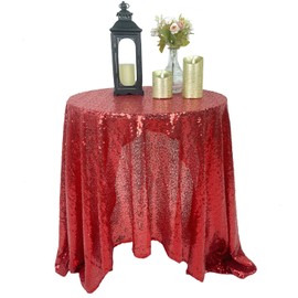 BTF Home Glitter Red Sequin Tablecloth,50x50 Inches Sparkle Red Table Cloth for Wedding Party Birthday Shimmer Table Decor