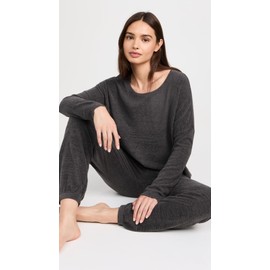 Barefoot Dreams CozyChic Ultra Lite Slouchy Pullover for Women, Ultra Soft Long Sleeve, Crew Neck, Carbon Pullover