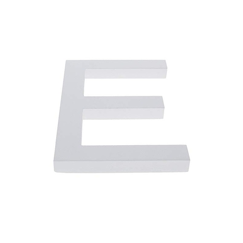 Arial Font White Painted MDF Wood Letter E (6 Inches)