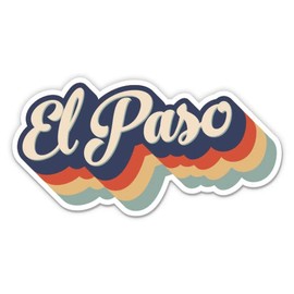 Squiddy El Paso Texas Layered Retro Style - Vinyl Sticker Decal for Phone, Laptop, Water Bottle (3" Wide)