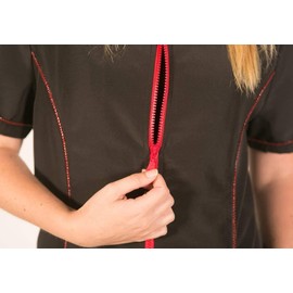 Ladybird Line Fashionable Red Zipper Grooming Jacket Ideal for Pet Groomers and Hair Stylist (3X-Large)