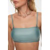 TRENDYOL Women's Matte Leather Looking Strapless Bikini Top, gray