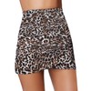 GRAPENT Women's Leopard Print Ruched High Waist Tulip Hem Shirring