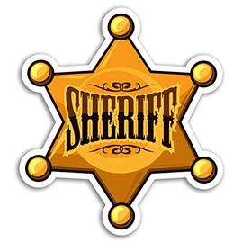 2 x 10cm Sheriff Badge Vinyl Stickers - USA Wild West Fun Sticker Laptop #18085 (10cm Tall)