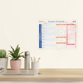 WallJOY Clear Dry Erase Daily Planner - 21x16 in Whiteboard Calendar for Wall and Fridge, Adhesive-Free Reusable Organizer for Family, Meal, and Schedule Planning + Marker