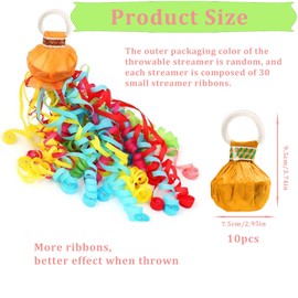 10 Pack Hand Throw Streamers,Colorful Hand Throw Crepe Paper Streamers,Each Colorful Streamers Poppers Has 30 Streamer Ribbons,Hand-Throw Streamers No Mess Confetti for Birthday Carnival Wedding