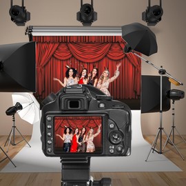 Baocicco 7x5ft Stage Drapes Backdrop Red Curtains Photography Background Concert Talent Show Performance Fashion Runway Party Birthday Party Children Adults Portrait Studio Video Prop