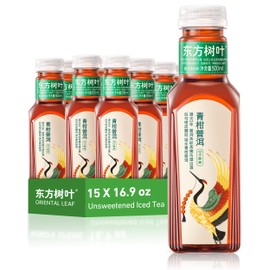 ORIENTAL LEAF Unsweetened Iced Tea – Bottled Ganpu Tea, 16.9 FL oz bottles (Pack of 15), Brewed Tea Drinks, Sugar Free, 0 Calories