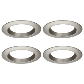 TORCHSTAR 4 Inch Interchangeable Trim Ring, Round, Satin Nickel, Pack of 4