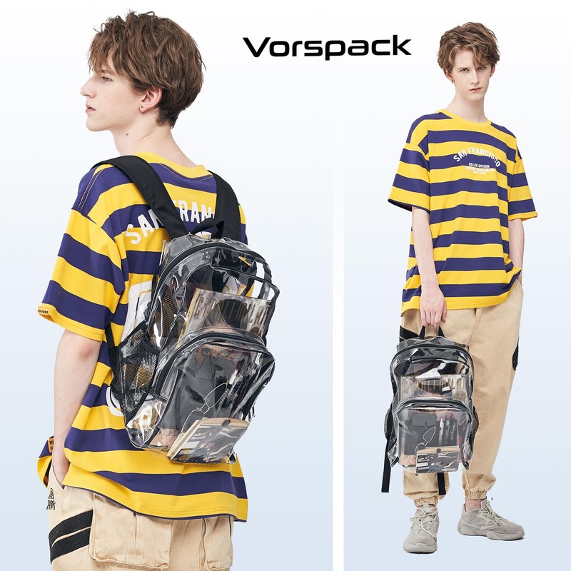 Vorspack Clear Backpack Heavy Duty PVC Transparent Backpack Extra Large