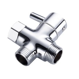 3-Way Solid Brass Chrome Plated Shower Arm Switching Valve G1/2 Thread - Universal Bathroom Replacement Compatible with Handheld and Stationary Showerheads - Tool-Free Installation Leak-Proof Design