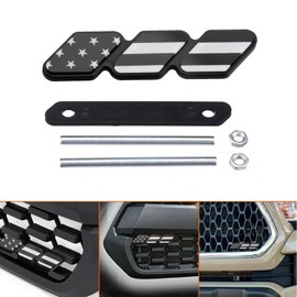 TRD Grille Decor Badge Tri-Color Emblem Diamond Compatible with Toyota 4Runner Tacoma Tundra & Other Mesh or Slotted Grille (Black American Flag)