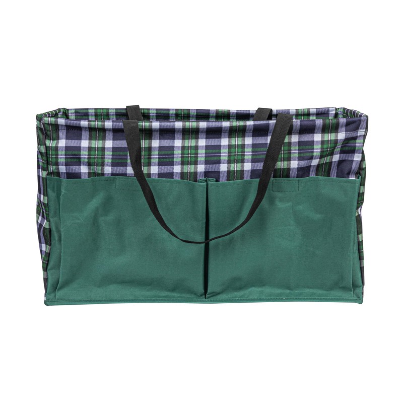 Household Essentials Plaid Utility Tote with Handles, Rectangular Krush Tote,