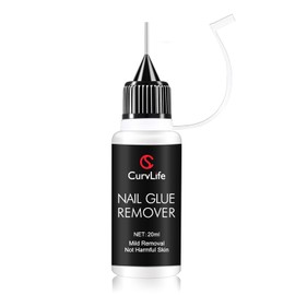 Curvlife 20ml Pinpoint Nail Glue Remover for Press on, Multi-Functional Remover for Nails Tips, Gentle Glue Remover for Gel x Nails, Non-Acetone Nail Polish Remover