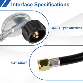 Cesilili 2FT Propane Adapter Hose & Regulator, Universal Propane Adapter for 5-40 lb Tank, Gas Grill & Griddle, QCC1 Connector Easy to Installation