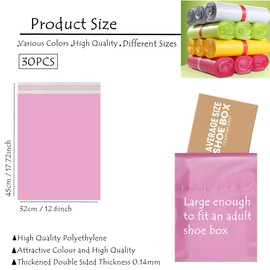 30 PCS Strong Large Pink Mailing Postal Bags,13 * 18 inch Mailing Bags Posting Shipping Post Parcels Bags Postage Packaging Assorted Mailers,Self Seal Poly Plastic Envelopes for Parcels