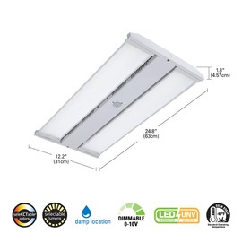 Metalux HBLAO 2’ 400W Equivalent High Bay LED Lighting w/Adjustable Optics, Selectable CCT and Lumens, 24,000 Lumens: HBLAOS-1824C3R
