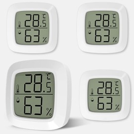 Mini LCD Hygrometer Indoor 4 Pieces, Digital Thermometer for Indoor Use, Thermometer Hygrometer with Humidity Meter, Room Thermometer for Baby Room, Living Room, Office, Greenhouse