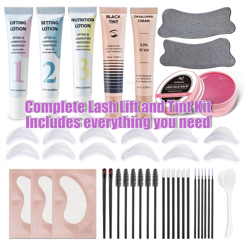 PERMANIA Lash Lift and Tint Kit for Lashes and Brows,