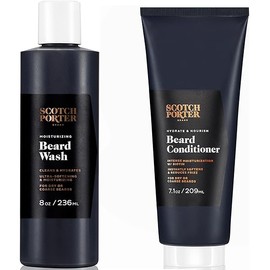 Scotch Porter Moisturizing Beard Wash and Hydrate & Nourish Beard Conditioner | Formulated with Non-Toxic Ingredients, Free of Parabens, Sulfates & Silicones | Vegan | Wash 8oz, Conditioner 7.1oz