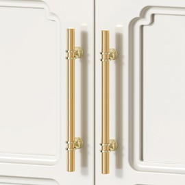 Rergy Cabinet Handles Drawer Pulls and Knobs, 10Pack Gold 4inch Hole Center, Kitchen Hardware for Dresser Handle Zinc Alloy Furniture Pull