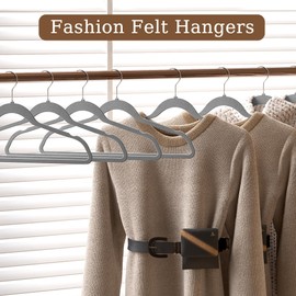 GETORO Velvet Hangers 60 Pack, Non Slip Space Saving Clothes Hangers, Black Felt Hangers, Heavy Duty Flocked Hanger