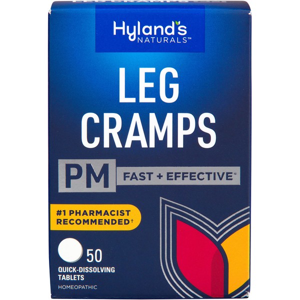Leg Cramps Tablets by Hyland's Naturals, PM Nighttime Formula, Natural Relief of Calf, Foot and Leg Cramps at Night, 50 Count