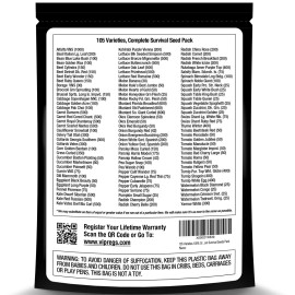 Grow For It Survival Garden Heirloom Seeds Non GMO - 105 Varieties of Herb, Fruit and Veg...