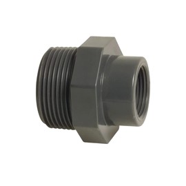 WeltenMarkt PVC-U Reducing Nipple 3/4" x 1/2" Male Thread x Female Thread - Threaded Nipple, High Pressure 10 Bar, Grey - Chemical Resistant, Corrosion-Free, Water Pipe, Irrigation, Industry and Pool