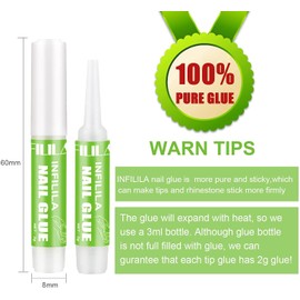 NXJ INFILILA Nail Glue for Press on Nails, Super Strong Nail Tips Glue for Acrylic Broken Fake Nails, Long Lasting Professional Fast Drying Tech Supplies Adhesive 24PCS 0.07OZ/PCS