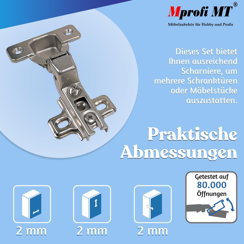 Mprofi MT Pack of 10 | Hinges for Cabinet Doors